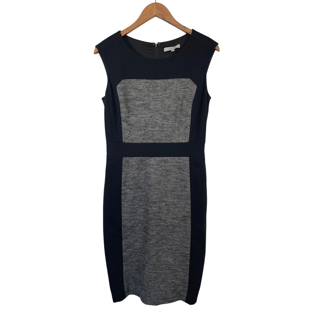 Classiques Entier Colorblock Herringbone Wool Dress 8 B/G Work Business Career